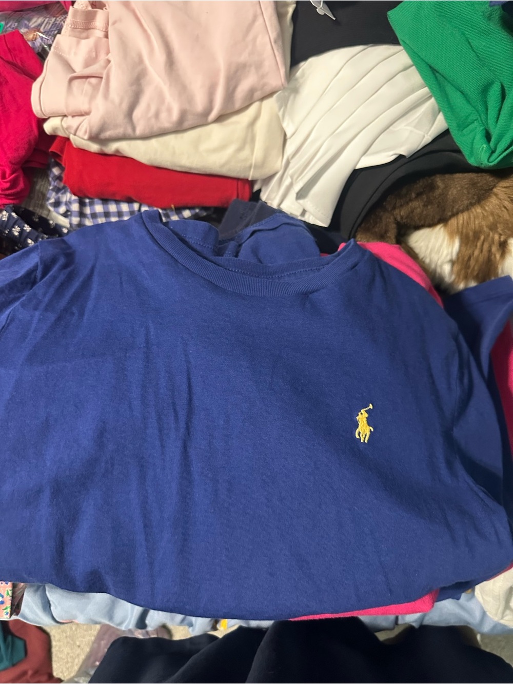 Polo by Ralph Lauren Navy Long Sleeve Tee with Yellow Pony